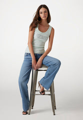 Guess Womens Embellished Tank Top In Mint