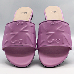Nº21 Logo-Embossed Leather Slides 23Ecpxnv15010 Lilac