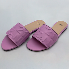 Nº21 Logo-Embossed Leather Slides 23Ecpxnv15010 Lilac