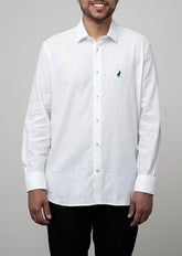 Polo Plain Linen Shirt For Men In White