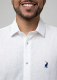 Polo Plain Linen Shirt For Men In White