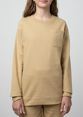 Polo Girls Hannah Panelled Sweatshirt In Stone
