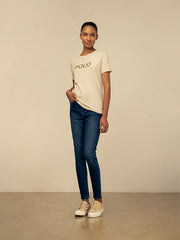 Polo Womens Anele Short Sleeve Embelished T-Shirt Putty