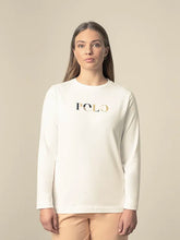 Polo Womens Briana Long Sleeve Foil T-Shirt Off White