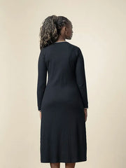 Polo Womens Zoe Long Sleeve Rib Fitted Dress Black