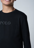 Polo Boys David Printed Long Sleeve T-Shirt In Black