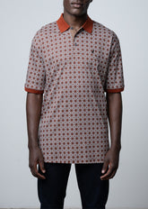 Polo Mens Geometric Golfer In Brown