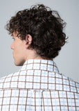 Polo Mens Easy care Small Check Long Sleeve Shirt In White
