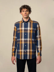 Polo Mens Easy Care Bold Check Ls Shirt Dark Blue