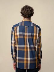 Polo Mens Easy Care Bold Check Ls Shirt Dark Blue