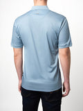 Polo Mens Dm Printed Stripe Golfer Short Sleeves Blue