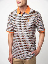 Polo Mens Geo Printed Golfer In Orange & Beige