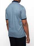 Polo Mens Dm Printed Micro Geo Golfer Short Sleeves Blue