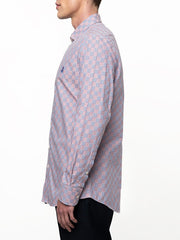 Polo Mens Long Sleeves Geo Print Shirt Pink