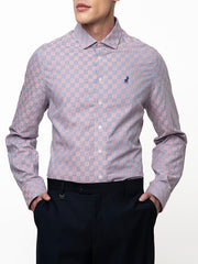 Polo Mens Long Sleeves Geo Print Shirt Pink