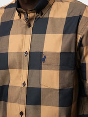 Polo Mens Large Check Shirt In Camel