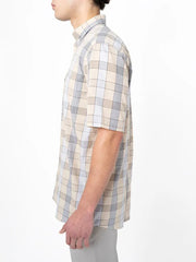 Polo Textured Check Printed Shirt For Men In Stone
