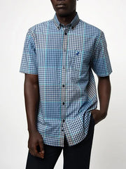 Polo Micro Gingham Check Mens Shirt In Blue