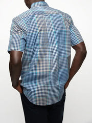 Polo Micro Gingham Check Mens Shirt In Blue
