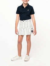 Polo Girls Shani Striped Pleated Skirt In Off White