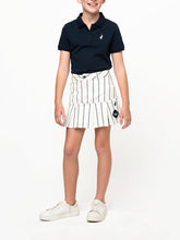 Polo Girls Shani Striped Pleated Skirt In Off White