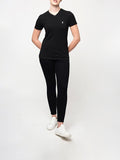 Polo Womens Kelly Short Sleeves V Neck T-Shirt In Black