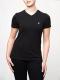Polo Womens Kelly Short Sleeves V Neck T-Shirt In Black