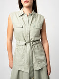 Polo Womens Lerato Sleeveless Linen Shacket In Willow
