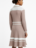 Polo Girls Ava Knitted Colour Blocked Dress Rose Taupe