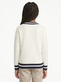 Polo Girls Amara V Neck Cable Knit Off White