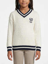 Polo Girls Amara V Neck Cable Knit Off White