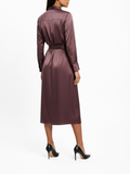 Polo Womens Lara Satin Long Sleeve Shirt Dress In Huckleberry