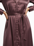 Polo Womens Lara Satin Long Sleeve Shirt Dress In Huckleberry