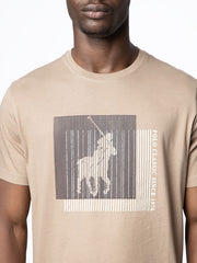 Polo Mens Block Printed Short Sleeves Tee Taupe