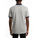 Polo Mens Block Geo Print Double Mercerised Short Sleeves Golfer In Navy Multi