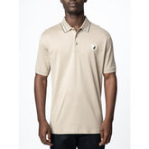 Polo Mens Plain Double Mercerised Short Sleeves Golfer In Stone