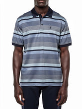Polo Mens Textured Stripe Golfer In Blue
