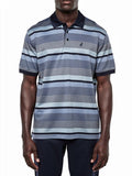 Polo Mens Textured Stripe Golfer In Blue