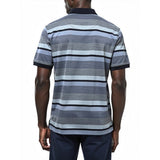 Polo Mens Textured Stripe Double Mercerised Short Sleeves Golfer In Blue Multi