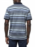 Polo Mens Textured Stripe Golfer In Blue