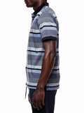 Polo Mens Textured Stripe Golfer In Blue