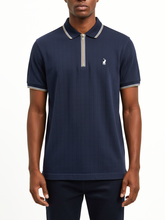 Polo Mens Plain 1/4 Zip Dm Short Sleeve Golfer In Navy