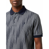 Polo Mens Stripe Double Mercerised Short Sleeves Golfer In Navy/Grey