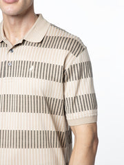 Polo Mens Stripe Dm Short Sleeves Golfer Stone