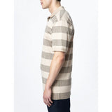 Polo Mens Stripe Double Mercerised Short Sleeve Golfer In Stone Multi