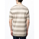 Polo Mens Stripe Double Mercerised Short Sleeve Golfer In Stone Multi