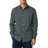 Polo Mens Micro Geo Print Long Sleeves Shirt In Green