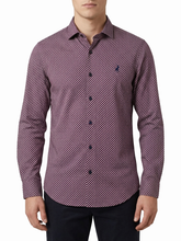 Polo Mens Micro Geo Print Long Sleeves Shirt Pink