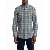 Polo Mens Small Check Long Sleeves Shirt In Blue Multi