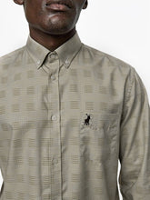 Polo Mens Dobby Tonal Check long sleeve Shirt In Stone